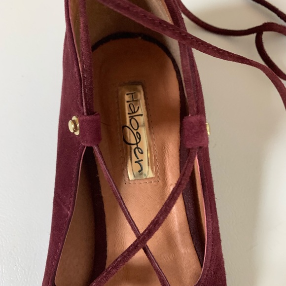 Halogen Owen Ghillie burgundy suede  lace up Flats - Picture 5 of 7